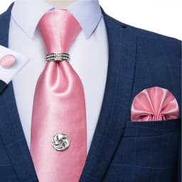 2023 Fashion Men's Tie Set Hanky Cufflink with Tie Tack Silver Ring 8cm Solid Classic Wedding Party Accessories Gravata Gift