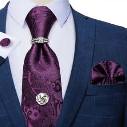 2023 Fashion Men's Tie Set Hanky Cufflink with Tie Tack Silver Ring 8cm Solid Classic Wedding Party Accessories Gravata Gift