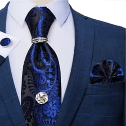2023 Fashion Men's Tie Set Hanky Cufflink with Tie Tack Silver Ring 8cm Solid Classic Wedding Party Accessories Gravata Gift
