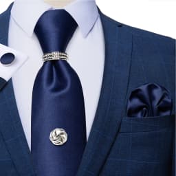 2023 Fashion Men's Tie Set Hanky Cufflink with Tie Tack Silver Ring 8cm Solid Classic Wedding Party Accessories Gravata Gift