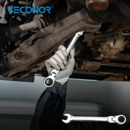 1pc 7/16 Inch Ratchet Wrench Spanner Flexible Head Mirror Polish Universal Hand Tools Car Repair Tool