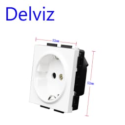 Delviz Tempered Glass Socket, Household 16A Electrical Jack, Square Black Crystal Panel, AC 110V-250V, EU Standard Wall Power So