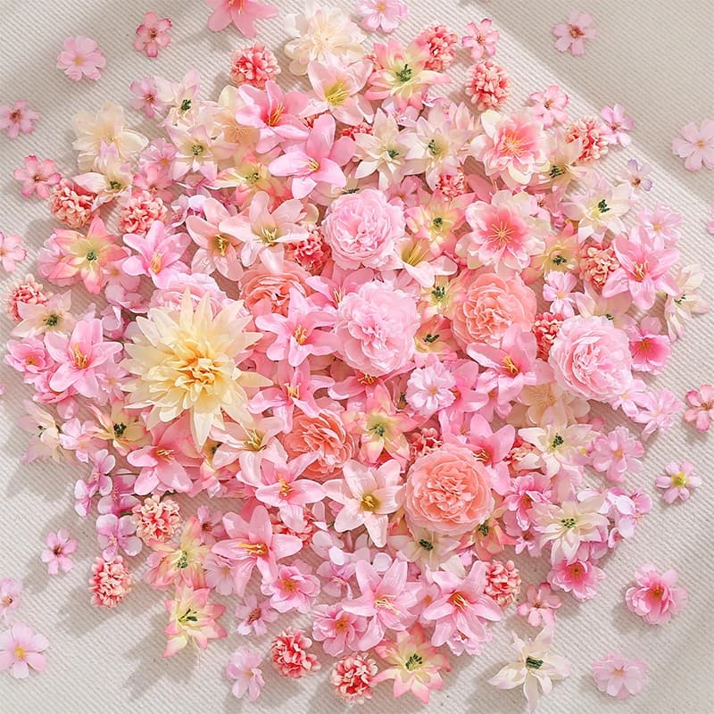 3-10cm Artificial Flower Head Mini Silk Artificial Rose Peony Daisy Flower Craft Supplies Wedding Party Wreath Home Decoration