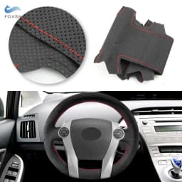 DIY Sewing Suede Leather Cover For Toyota Prius 30 XW30 2009-2015 Prius C US 2012-2017 Car Steering Wheel Cover Trim Accessories