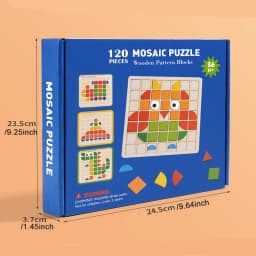 Wooden Montessori 120pcs PuzzleToys Mosaic Color Shapes Sensory Game Early Educational Toy Jigsaw Pattern Blocks for Toddler's