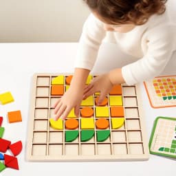 Wooden Montessori 120pcs PuzzleToys Mosaic Color Shapes Sensory Game Early Educational Toy Jigsaw Pattern Blocks for Toddler's