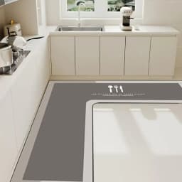 VIKAMA Modern Minimalist L-Shaped Rug Non-Slip Quick-Dry Bathroom Mat Toilet Floor Mat Kitchen & Laundry Area Rug Home Decor