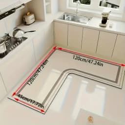 VIKAMA Modern Minimalist L-Shaped Rug Non-Slip Quick-Dry Bathroom Mat Toilet Floor Mat Kitchen & Laundry Area Rug Home Decor