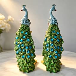 Luxury Couple Peacock Statue Resin Sculpture Gold Column Bird Figurine Home Decor Elegant Living Room Desk Ornament Gift
