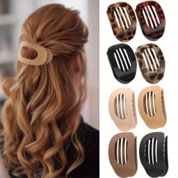 4pcs/set Matte Oval Flat Clip, Minimalist Matte Curved Hair Clip for Women Girls Thick Hair