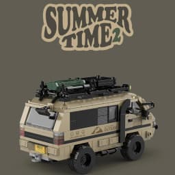 489pcs Summer Time 2 City Retro L300 4x4 Camper Van Building Blocks PB8823 Technical RV Car Model Bricks Toys for Adults Gifts