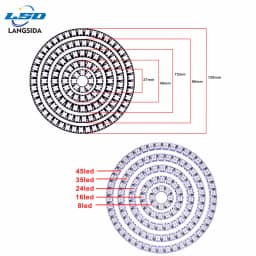 DC5V WS2812B Pixel Ring LED Panel Light Individual 8/16/24/35/45/128 LED Addressable WS2812 IC 5050 RGB LED Ring Module