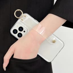 For Samsung Galaxy S20 S21 S22 S23 S24 S25 Plus Ultra FE Edge Transparent Case Wrist Strap Holder