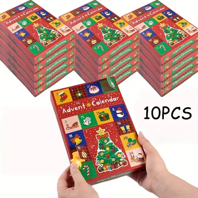 1-10Pcs Large Christmas Advent Calendar Boxes 24 Grids Fillable Empty Box with Number Kids New Year Party Gift Home Decoration