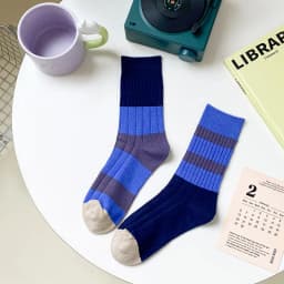 Retro Women's Socks Korean Style New Novelty Cotton Casual Mixed-Color Japanese Style AB Socks Women Striped Cotton Medium Socks