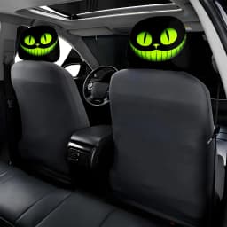 2pcs Fantasy Smile Mystical Cat Eye Universal Car Seat Headrest Covers Car Accessories Holiday Gift Decorative Protective Cover