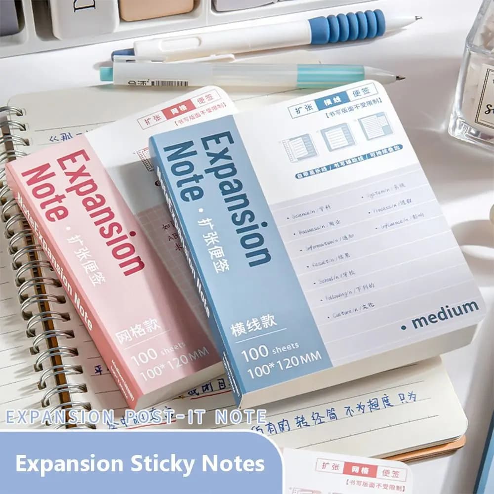 100PCS/Set Expansion Sticky Notes Students Extensible Self-Adhesive Memo Pad Tearable Sticky Labels Sticker For School Office