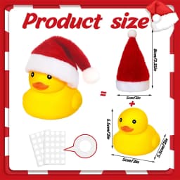 Christmas Rubber Ducks with Christmas Hats - Small, Yellow, Floating, Squeaky Bathtub Toys for Girls Boys Shower