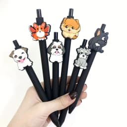 6Pcs/12Pcs Lively Dog Pattern Patch Pen Animal Dog Theme Press Ballpoint Pen Office and Learning Special Writing Pen
