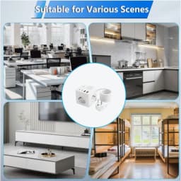1 EU 8-in-1 power socket, with 1.5-meter extension cord power board, 3 AC sockets & 2 USB & 2 Type-C & dimmable small night ligh