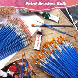 50Pcs Painting Brushes Set Art Round Flat Hair Nylon Hair Paint Brush for Oil Acrylic Watercolor