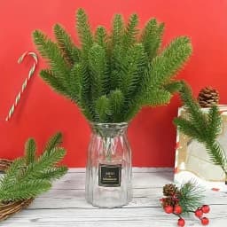 20Pcs Christmas Artificial Pine Needles Branches Green Fake Pine Stems DIY Garland Home Party Decoration Xmas New Year Gifts