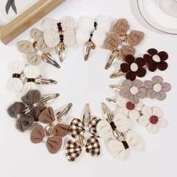 18/24pcs Fabric Hair Bows Hair Clips Winter Bows Barrettes Clips Kids Girls Alloy Hairpin for Children Kids Hair Accessories