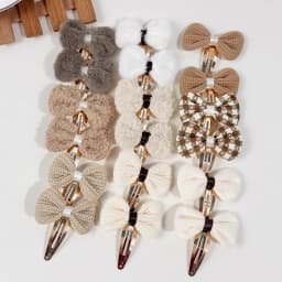 18/24pcs Fabric Hair Bows Hair Clips Winter Bows Barrettes Clips Kids Girls Alloy Hairpin for Children Kids Hair Accessories