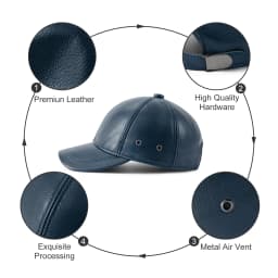 Feinion Adjustable Men's Genuine Cowhide Leather Baseball Cap for Fall Winter Outdoor Sports Hat