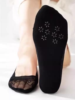 5 Pairs New Peacock Screen Lac Invisible Anti-slip Silicone Thin Socks Lace Edging For Women Summer Simplicity Boat Socks
