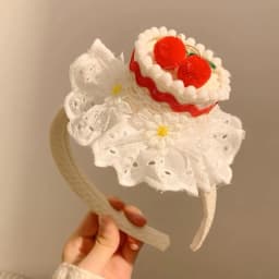 Cherry cake hat lace headband for women's birthday photo creative headband hair clip cute hair accessories