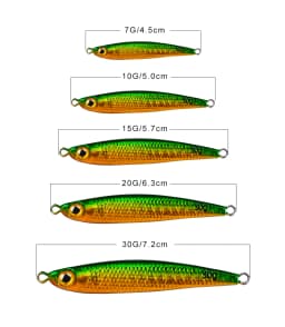 1pc Fast Sinking Jigging Lure Long Cast 7g 10g 15g 20g 30g Slow Jig Metal Jig Fishing Bait Trout Artificial Hard Lure Hook