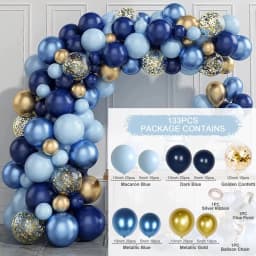 Blue Metallic Balloons Garland Kit Gold Confetti Balloon Arch Birthday Party Decoration Kids Wedding Birthday Baby Shower Boy