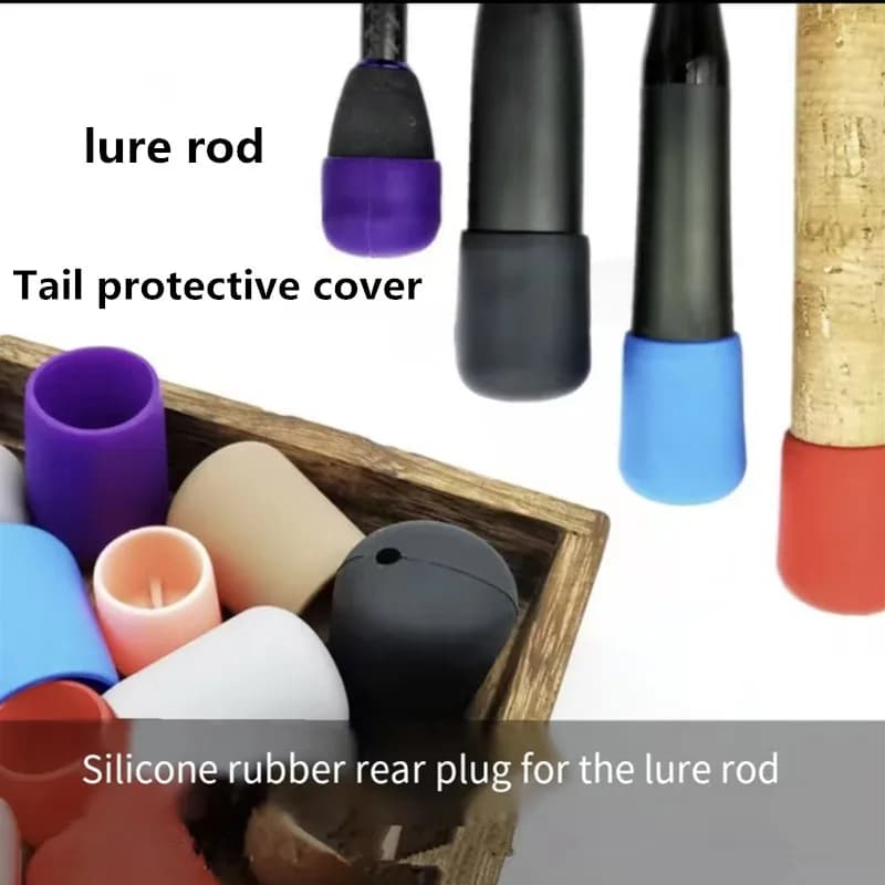 Fishing Rod End Cap Fishing Rod Handle Protective Case Silicone Lure Rod Bottom Protector Fishing Accessories