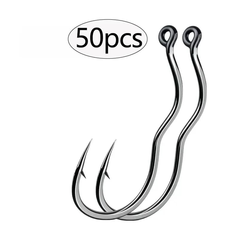 50 Pcs Durable Automatic Flip High Carbon Steel Fishhook With Eye Anti Slip Fishing Hook Sharp Barbed Fishing Tackle Accessories