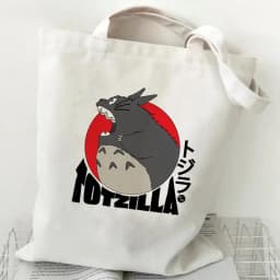Women Cartoon Eco Reusable Shopping Bag Female Shoulder Shopper Bag Tote Bag Studio Ghibli College Handbag Retro Large Ladies