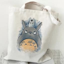Women Cartoon Eco Reusable Shopping Bag Female Shoulder Shopper Bag Tote Bag Studio Ghibli College Handbag Retro Large Ladies