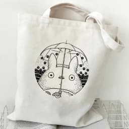 Women Cartoon Eco Reusable Shopping Bag Female Shoulder Shopper Bag Tote Bag Studio Ghibli College Handbag Retro Large Ladies
