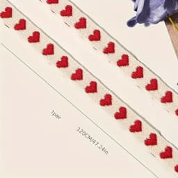 Fashion Red Heart Flat Shoelaces - Durable Acetate, for Sports/Casual Shoes, Easy-Tie Design