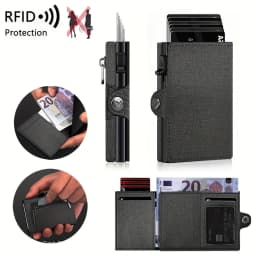 2025 New Fashion True Pickup Bag Automatic Pop up Metal Wallet RFID Anti theft Brush Large Capacity Card Clip for Men and Women