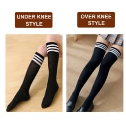 Black White Striped Long Socks Women Over Knee Thigh High Over The Knee Stockings Ladies Girls Warm Knee Socks