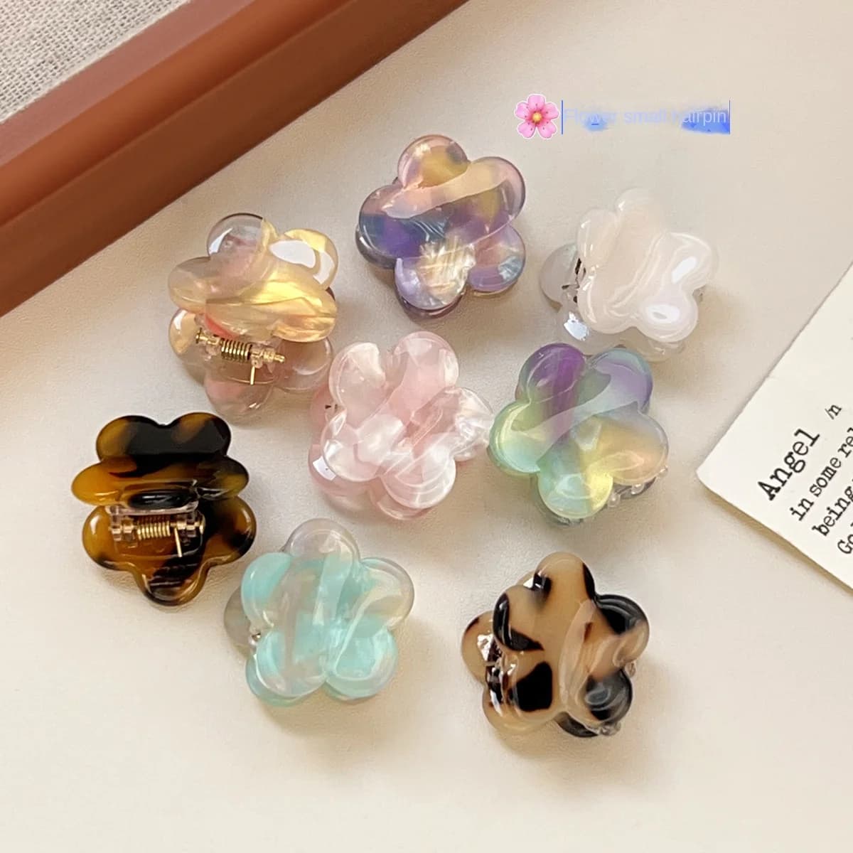 Korean Style Floral Acetate Mini Claw Clip for Women, Sweet Cute Resin Hair Clip, Shark Clip for Thin Hair and Bangs