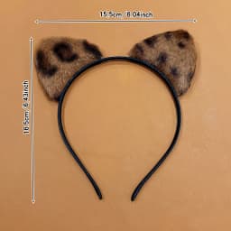 1 Cat's ears (Steamed cat-ear shaped bread) leopard print cute versatile plush hair band suitable for daily hair accessories