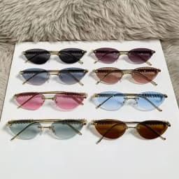 Cycling 1/2pcs Frameless Metal Cat Eye Fashion Sunglasses Triangle Rivets Personalized Women's Sunglasses Outdoor Travel Eyewear