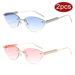 Cycling 1/2pcs Frameless Metal Cat Eye Fashion Sunglasses Triangle Rivets Personalized Women's Sunglasses Outdoor Travel Eyewear