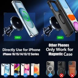 UYUXIO 15W Fast Charging Magnetic Wireless Car Charger Air Vent Car Mount Phone Holder for iPhone 17 16 15 14 13 Pro Max 12
