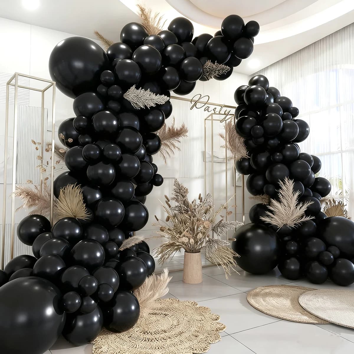 132pcs Black Balloons - 18/12/10/5 Inch - for Black Theme Birthday Wedding Baby Shower Halloween Grad Anniversary Party Arch Kit