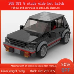 261 Parts Building Block Model Car 205 GTI 8 Studs Wide Hot Hatch Toy For Boys Adults Children Christmas Gift