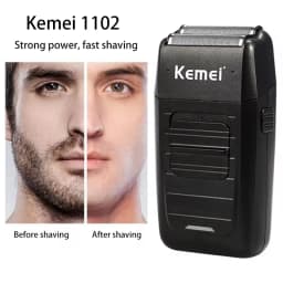 Kemei KM-1102 Rechargeable Electric Shaver For Men Cordless Floating Beard Razor Machine Twin Blade Face Care Strong Trimmer
