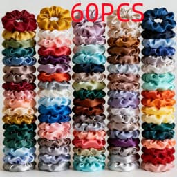 1/6/150/60/50/30/20PCS Vintage Satin Hair Scrunchies Elastic Bands Solid Color Women Girls Headwear Ponytail Ties Accessories